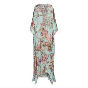 NWT SKIMS X Roberto Cavalli Long Green Floral Print Kaftan